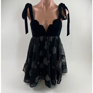 For Love & Lemons Victoria's Secret Mesh Party Dress w/ Bodysuit Black S NWT